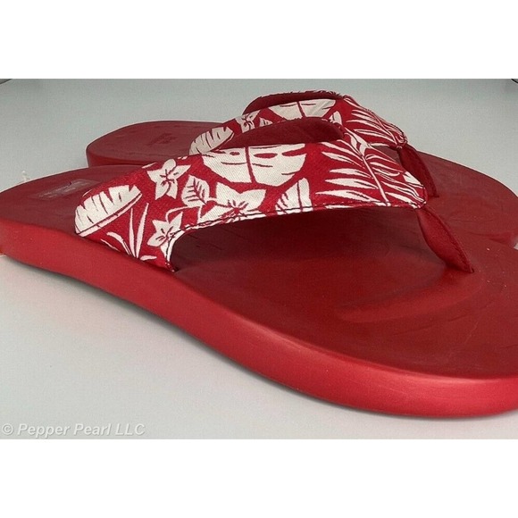 FLIP FLOP Thong Sandals Men's Size 9 or 11 Red Soft Science Waterfall Palm - Picture 3 of 6
